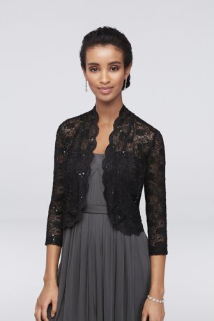 3/4 Sleeve Sequin Lace Jacket with ...